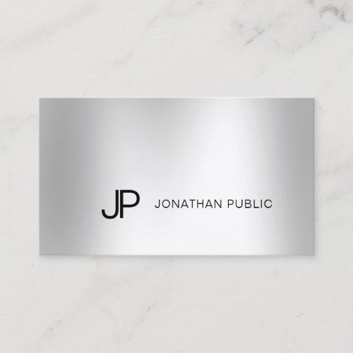 Elegant Silver Look Professional Modern Monogram Business Card