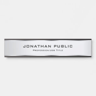 Elegant Silver Look Trendy Custom Template Door Sign