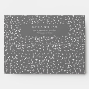 Elegant Silver Love Hearts Confetti Return Address Envelope