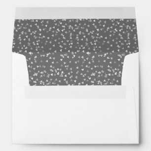 Elegant Silver Love Hearts Confetti Return Address Envelope