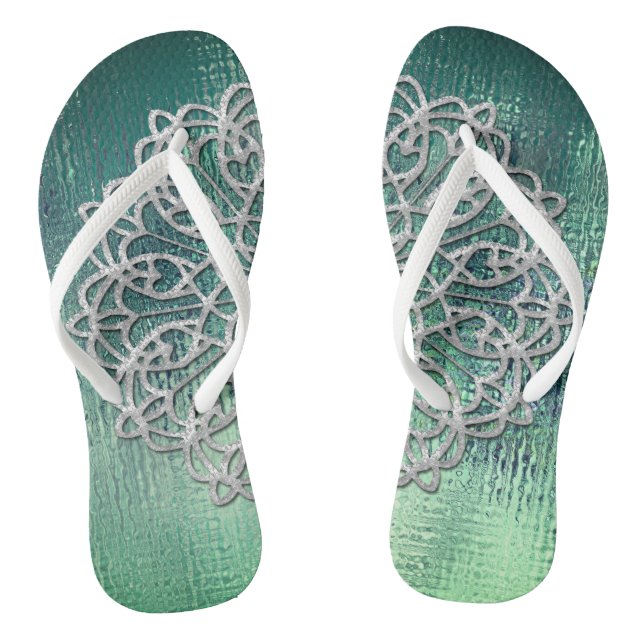 Elegant silver mandala flip flops (Footbed)