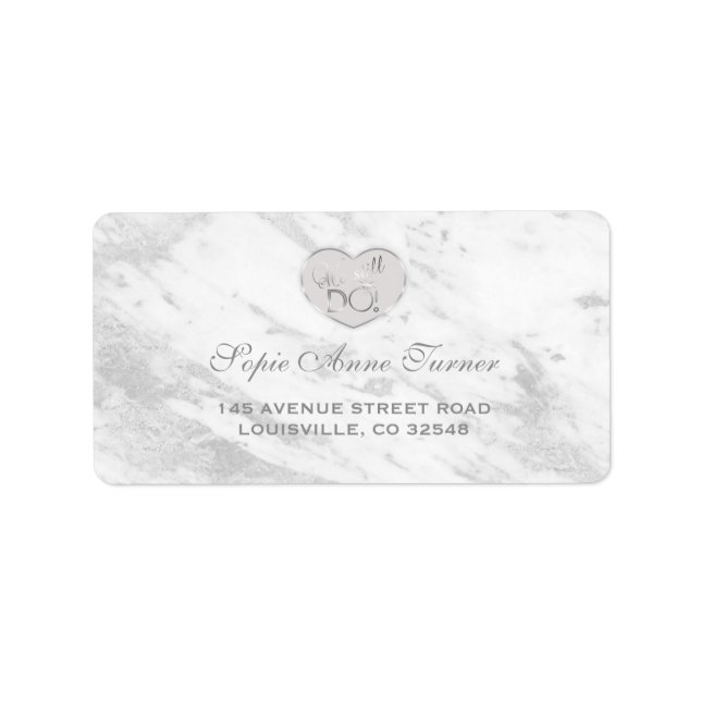 Elegant Silver Marble We stll DO Renew the Vows Label (Front)