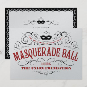 Elegant Silver Masquerade Invitations