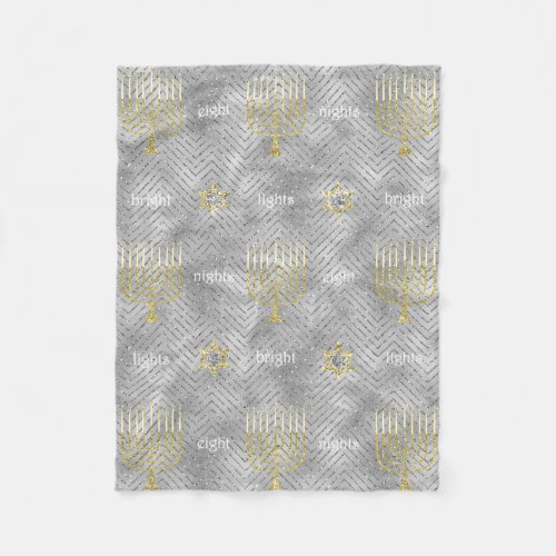 Elegant Silver Menorahs Fleece Blanket