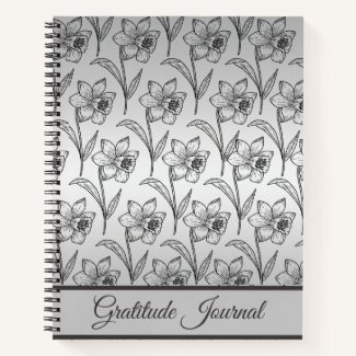 Elegant Silver Metal Daffodil Gratitude Journal 