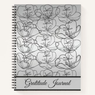 Elegant Silver Metal Primrose Gratitude Journal