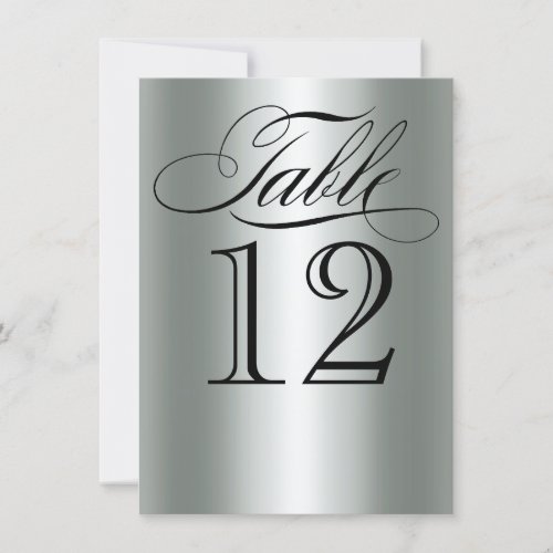 Elegant Silver Metallic Table Number Glam Bling