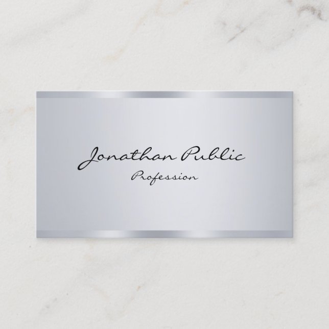 Elegant Silver Minimalist Trendy Typography Modern Business Card (Front)