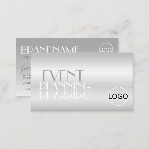 Elegant Silver Mirror Letters with Logo Modern Business Card