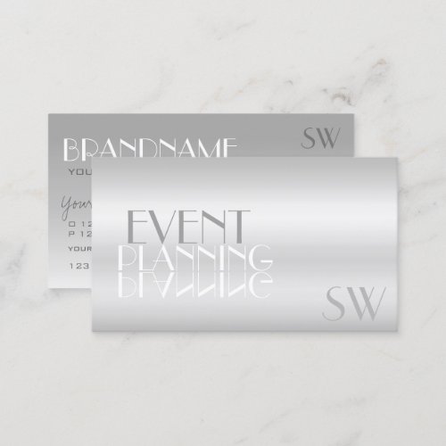 Elegant Silver Mirror Letters with Monogram Modern Business Card