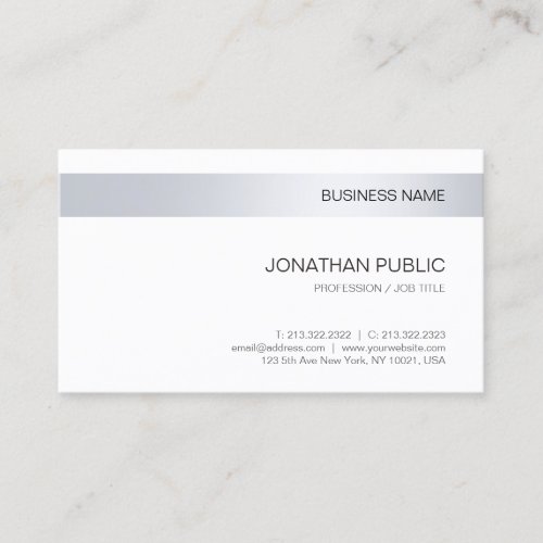 Elegant Silver Modern Company Minimalist Template Business Card