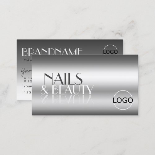 Elegant Silver Modern Mirror Letters with Logo Business Card