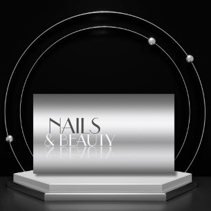 Elegant Silver Modern Mirror Letters with Photo Business Card