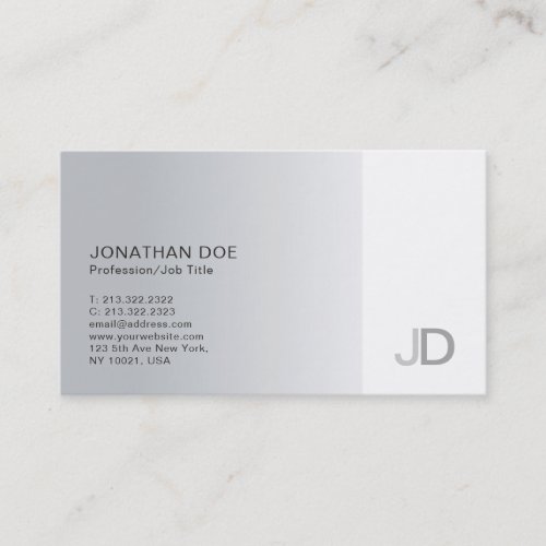 Elegant Silver Modern Professional Monogram Plain Business Card