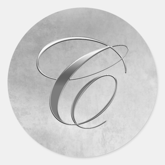 Elegant Silver Monogram C Sticker (Front)