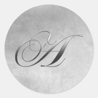 Elegant Silver Monogram Classic Round Sticker