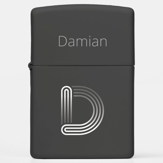 Elegant Silver Monogram D, Zippo Lighter (Front)