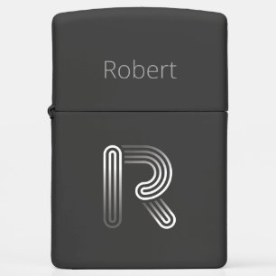 Elegant Silver Monogram R, Zippo Lighter