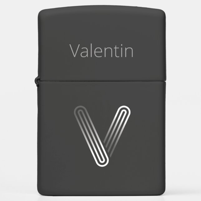 Elegant Silver Monogram V, Zippo Lighter (Front)