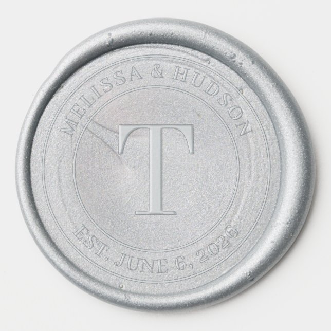 Elegant Silver Monogram Wax Seal Sticker (Front)