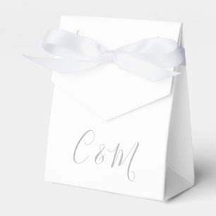 Elegant Silver Monogram Wedding Favor Box