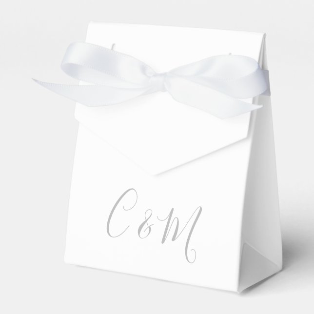 Elegant Silver Monogram Wedding Favor Box (Front Side)