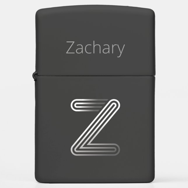 Elegant Silver Monogram Z, Zippo Lighter (Front)