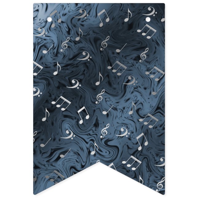 elegant silver music notes in blue bunting flags (Sixteenth Flag)
