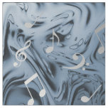 elegant silver music notes in blue fabric