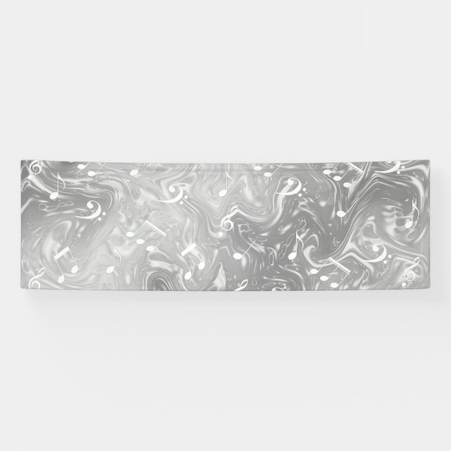 elegant silver music notes in grey banner (Horizontal)