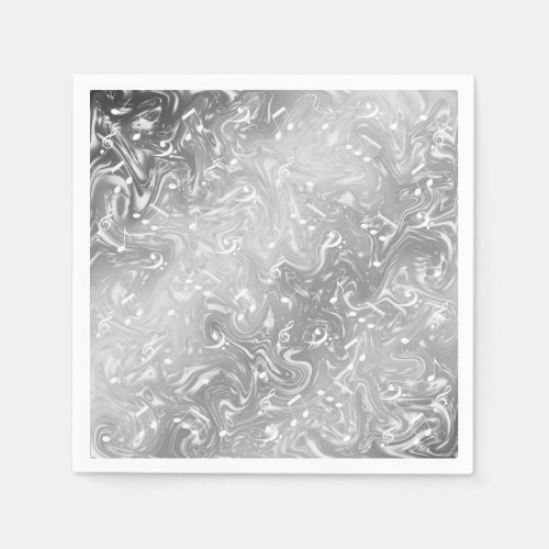 elegant silver music notes in grey napkins