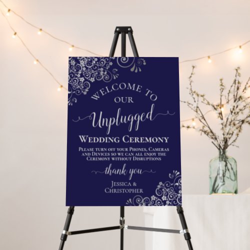 Elegant Silver  Navy Unplugged Wedding Ceremony  Foam Board