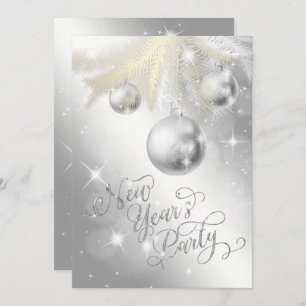 Elegant Silver New Year's Eve Party Invitation