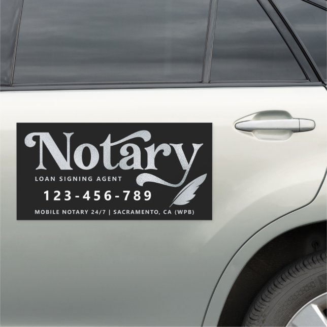 Elegant Silver Notary Loan Agent Car Magnet (In Situ)