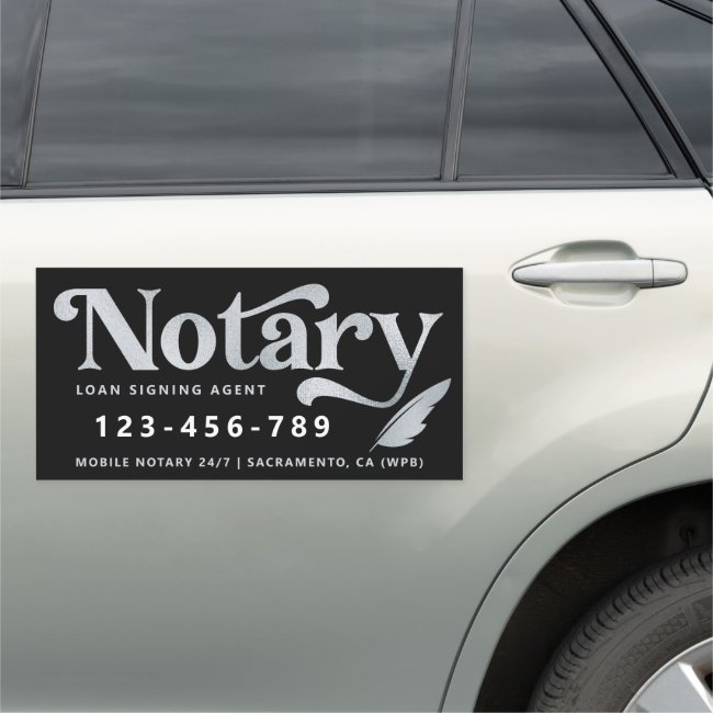 Elegant Silver Notary Loan Agent Car Magnet