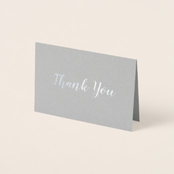 Elegant Silver On Grey Bridal Wedding Thank You Foil Card by HeartSongNotes at Zazzle