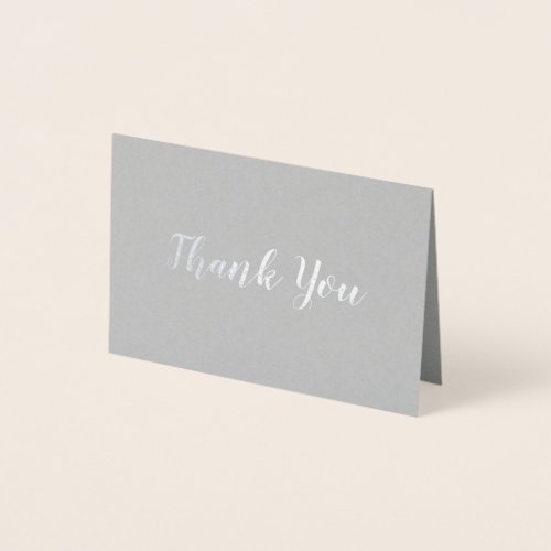 Elegant Silver on Grey Bridal Wedding Thank You Foil Card