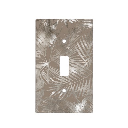 Elegant Silver Palm Leaf Pattern Chic Classy Light Switch Cover