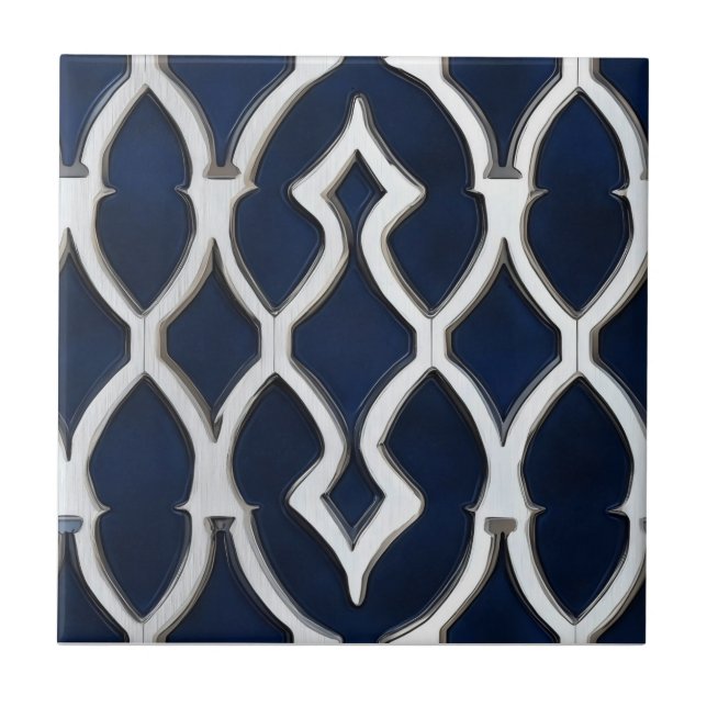 Elegant Silver Pattern Ceramic Tile (Front)