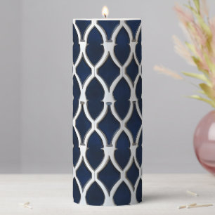 Elegant Silver Pattern Pillar Candle