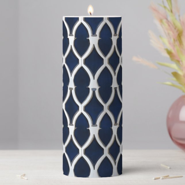 Elegant Silver Pattern Pillar Candle (In Situ)