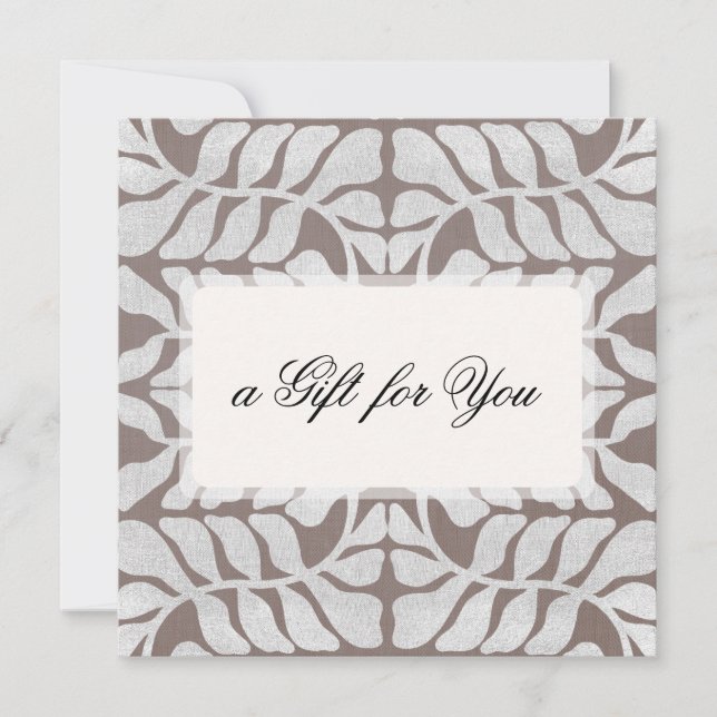 Elegant Silver Pattern Script Gift Certificate (Front)