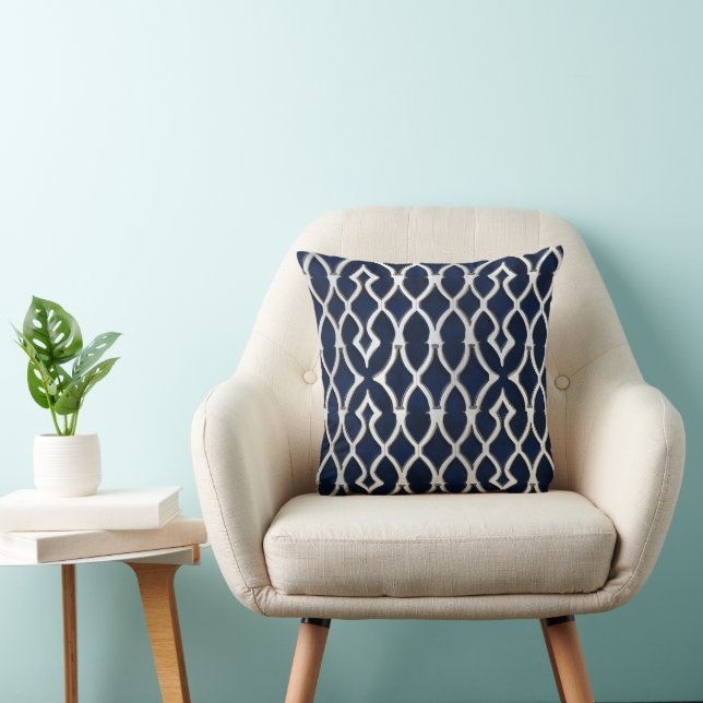 Elegant Silver Pattern Throw Pillow (Chair)