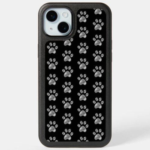 Elegant Silver Paw Pattern Otter Box iPhone Case
