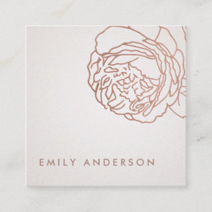 ELEGANT SILVER PEARL BLUSH PINK ROSE GOLD FLORAL SQUARE BUSINESS CARD