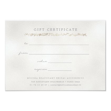 Elegant Silver Pearly Certificate Card