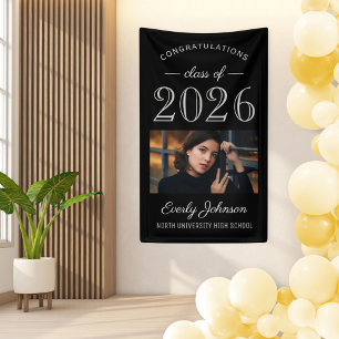 Elegant Silver Photo Class of 2026 Grad Banner