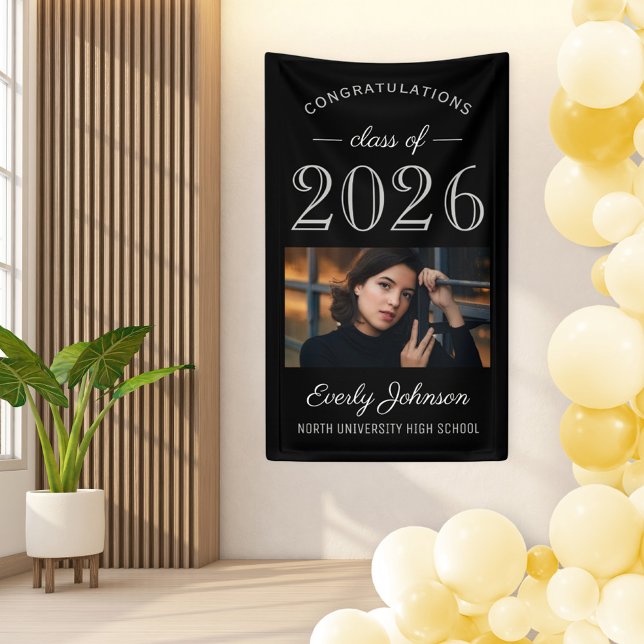 Elegant Silver Photo Class of 2026 Grad Banner (Creator Uploaded)