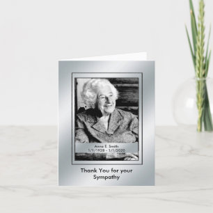Elegant Silver Photo Thank You for Your Sympathy Card