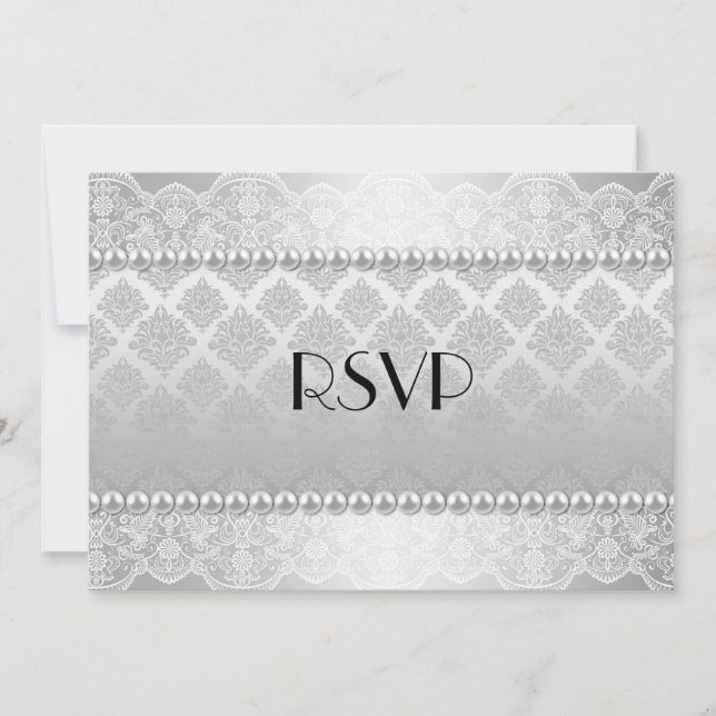 Elegant Silver Photo Wedding Invitation RSVP (Front)